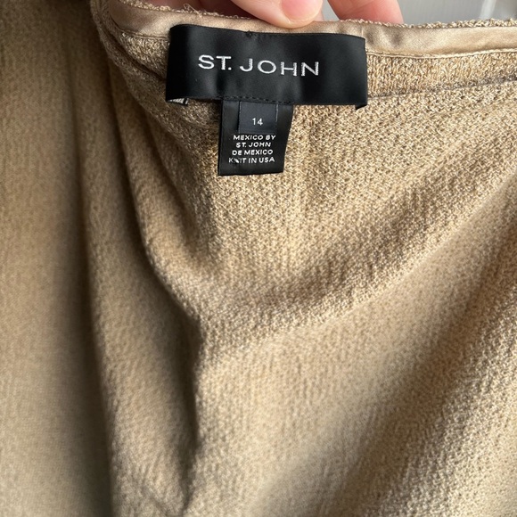 St. John Women’s Wool Blend Tan Knit‎ Side Zip Pencil Skirt Size 14 - Picture 3 of 4